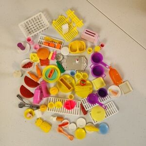 Vintage 1990s Barbie Doll House Kitchen Food Accessories Lot 90s Toaster Pots